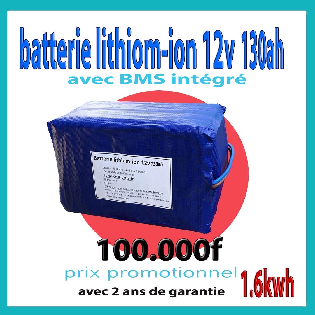 Batterie lithium-ion 12v 130ah habillé 1,6kwh