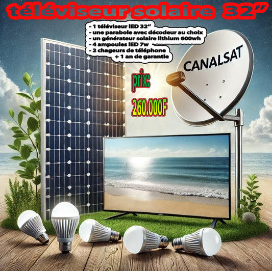 Téléviseur solaire 32’’ lithium