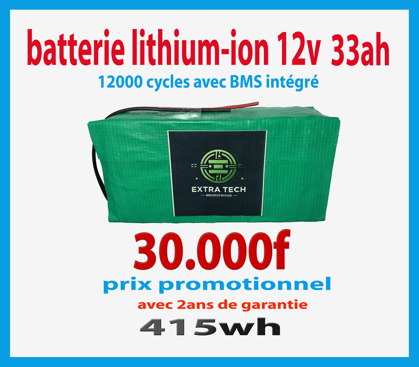 Batteri lithium-ion 12v 33ah 415wh