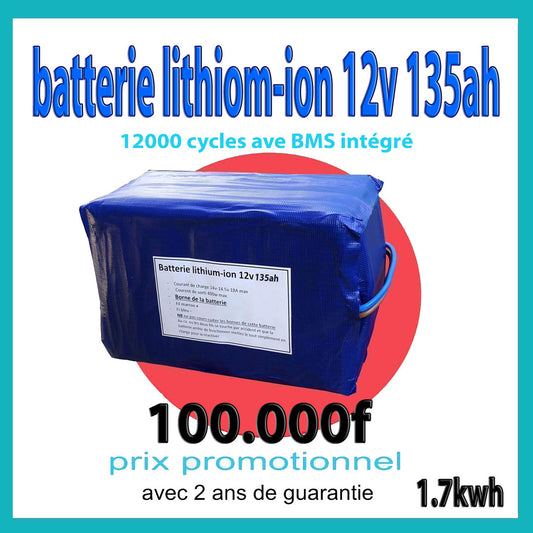 Batterie lithium-ion 12v 135ah habillé 1,7kwh