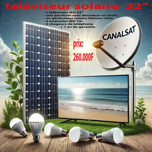 Téléviseur solaire 32’’ lithium