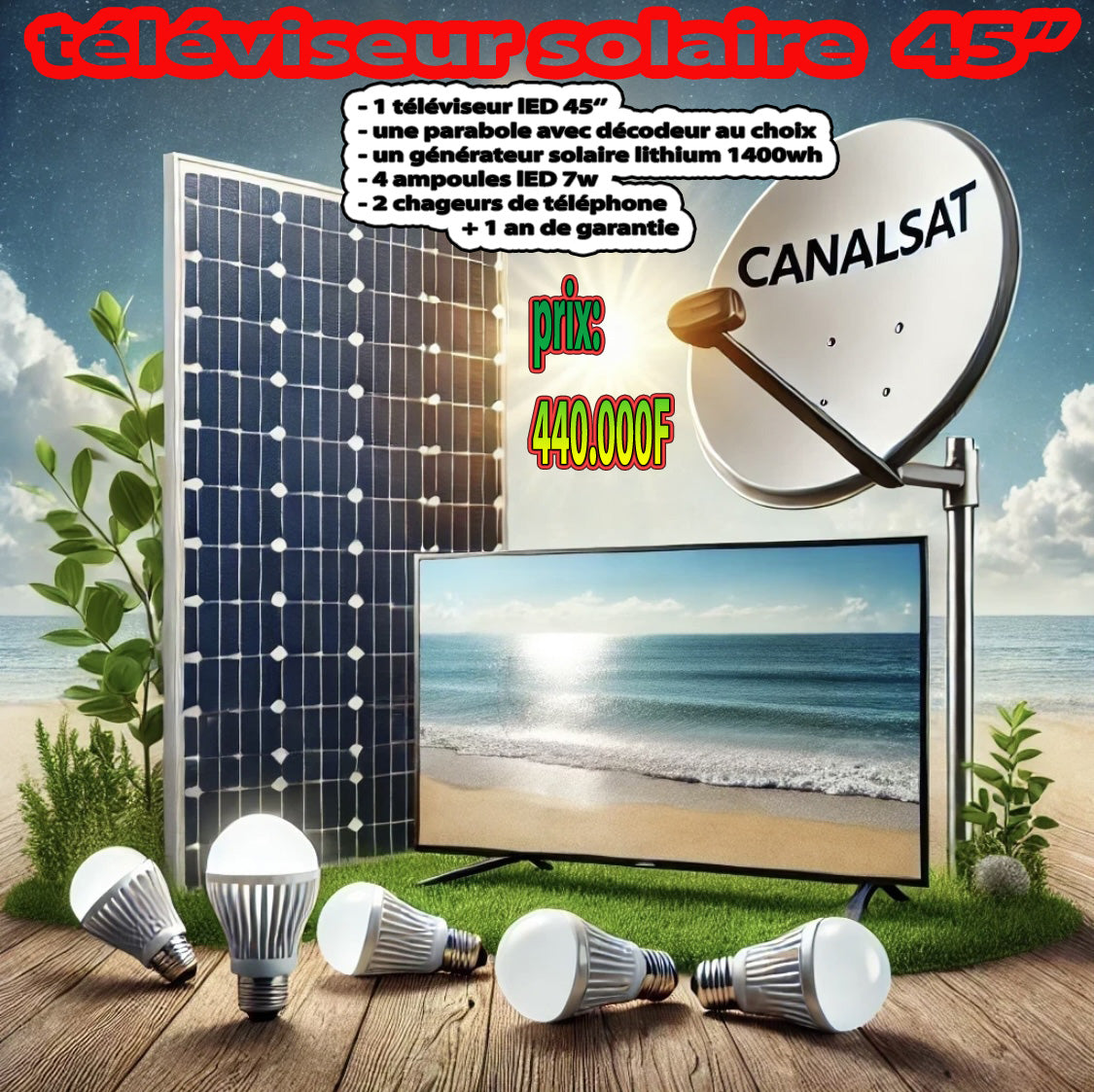 Téléviseur solaire 45’’ lithium